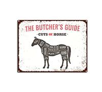YNRBGDFR Vintage The Butcher Guide Metal Tin Sign Cuts of Horse Tin Sign Retro Wall Art Sign for Home Kitchen Restaurant Bar Wall Decor 12x16inch-Tin Sign