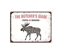 YNRBGDFR Vintage The Butcher Guide Metal Tin Sign Cuts of Moose Tin Sign Retro Wall Art Sign for Home Kitchen Restaurant Bar Wall Decor 12x16inch-Tin Sign