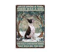 YNRBGDFR Vintage Tin Sign Boston Terrier Once Upon A Time There was A Girl Who Really Loved Boston Terrier That was Me Interesting Man Hole Garage Restoring Ancient Ways Decoration 8x12inch-Tin Sign