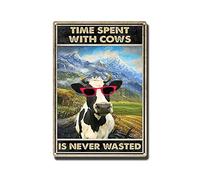 YNRBGDFR Vintage Tin Sign Time Spent with Cows is Never Waste Metal Tin Sign for Home Bar Cafe Wall Decor-8x12inch-Tin Sign