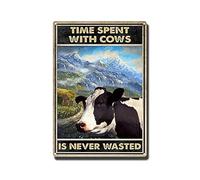 YNRBGDFR Vintage Tin Sign Time Spent with Cows is Never Waste Metal Tin Sign Retro Wall Decor Tin Signs for Home Bar Coffee-8x12inch-Tin Sign