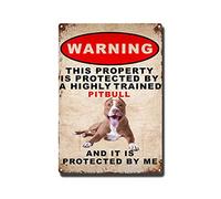 YNRBGDFR Vintage Tin Sign Warning Pitbull and It is Protected by Me Me Metal Tin Signs for Home Farm Retro Wall Decor-8x12inch-Tin Sign