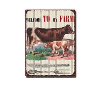 YNRBGDFR Vintage Tin Sign Welcome to My Farm Metal Signs Farmhouse Farm Wall Art Decer Retro Home Outdoor Decoration-12x16inch-Tin Sign