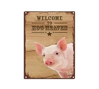 YNRBGDFR Vintage Tin Signs Funny Animal Metal Tin Sign Home Farm Wall Decoration - Welcome Hog Heaven 12x16inch-Tin Sign