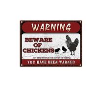 YNRBGDFR Warning Signs Retro Beware of Chickens Metel Tin Signs Funny Beware Animal Decorative Signs Vintage Wall Decor-12x16inch-Tin Sign