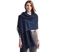 YNS Navy Blue Pashmina Shawls and Wraps Soft Cashmere Feel Scarf Blanket Extra Large 78"x28" Oversized Scarves Elegant Evening Wedding Festival Wraps with Tassels, Blue