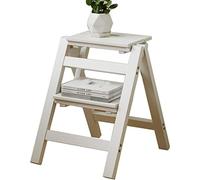 YNSHOP Wooden Step Stool Kitchen Climbing Ladder Foldable Wooden Ladder Two-step Ladder Wooden Bench Household Storage Rack (Color : White, Size : 38.5x38.5x50cm)