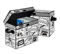 YNSZAS 2 Pack Collection Comic Book Storage Boxes, Protector Organizer 15.8" X 7.8" X 11.8" Collapsible Short Box Holds 160-180 Comic Book Heavy Duty Bin Container Holder Shelf