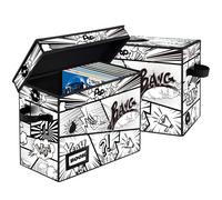 YNSZAS 2 Pack Comic Book Storage box, Collection 15.8" X 7.8" X 11.8", Collapsible Holds 160-180 Comic Book Short Box Organizer Container Holder Shelf(Cartoon Bombs)