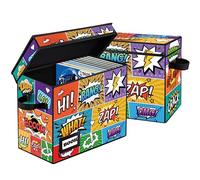 YNSZAS 2 Pack Comic Book Storage, Comic Book Box, 15.8" X 7.8" X 11.8", Collapsible Comic Short Box, Holds 160-180 Comic Book, Heavy Duty Comic Book Bin Container Holder Shelf(Cartoon Colorful)