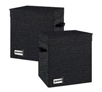 YNSZAS 2 Pack Comic Storage Short Box, 11.8" X 9.8" X 7.8", Holds 100-120 Collections, Heavy Duty Gift Bin Container Holder Shelf (Black)