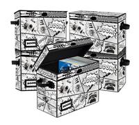 YNSZAS 5 Pack Collection Comic Book Storage Boxes, Protector Organizer 15.8" X 7.8" X 11.8" Collapsible Short Box Holds 160-180 Comic Book Heavy Duty Bin Container Holder Shelf