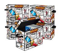 YNSZAS 5 Pack Collection Comic Book Storage Boxes, Protector Organizer 15.8" X 7.8" X 11.8" Collapsible Short Box Holds 160-180 Comic Book Heavy Duty Bin Container Holder Shelf