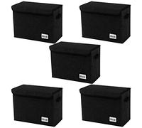 YNSZAS 5 Pack Comic Book Storage Boxes, 15.8" X 7.8" X 11.8", Collapsible Comic Short Box, Holds 160-180 Collection Comic Book Container Holder Shelf Protector Organizer Bin (Black)