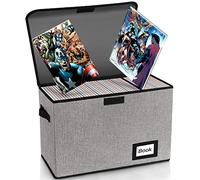 YNSZAS 5 Pack Comic Book Storage Boxes, 15.8" X 7.8" X 11.8", Collapsible Short Box, Holds 160-180 Collection, Container Holder Shelf Protector Organizer Bin (Grey)