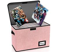 YNSZAS Collection Comic Book Storage Box 15.8" X 7.8" X 11.8", Collapsible Comic Short Box, Holds 160-180 Comic Book, Heavy Duty Bin Container Holder Shelf Protector Organizer (Pink)