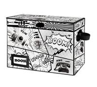 YNSZAS Comic Book Storage Box, 15.8" X 7.8" X 11.8", Collapsible Short Box, Holds 160-180 Comics, Heavy Duty Bin Container Holder Shelf (Cartoon Rocket)