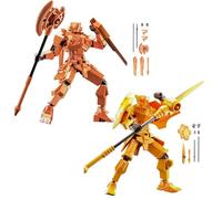 YNTOXIN 2PCS DIY 3D Printed T13 Action Figures Set Lucky 13 Action Figure Multi-Jointed Movable Mech Doll Robot(Orange-Yellow)