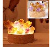 YNTOXIN Natural Crystal Stone Night Light Bedroom Decor Sleep Relax Stone Diffuser Lamp USB Port Nightlight 1 Set Purple