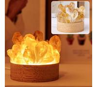 YNTOXIN Natural Crystal Stone Night Light Bedroom Decor Sleep Relax Stone Diffuser Lamp USB Port Nightlight 1 Set Yellow