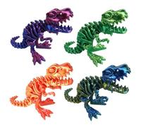 YNTOXIN Small 4PCS 6" 3D Printed Dinosaur, Articulated Dinosaur Fidget Toy, Flexible Pearly Sheen Tyrannosaurus Home Office Decor Desk Toy Small A