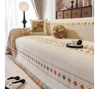 YNTOXIN Sofa Slipcover Bohemian Chenille Couch Cover Decorative Throw Pillow Covers for Couch, Bed, Chair - Soft Textured Square Pillowcase with Tassels 1pcs White 35x35Inch