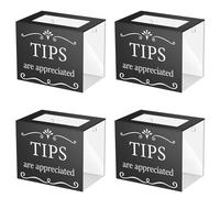 Ynusgeyx 4X Tip Jars for Money Acrylic Tip Cash Box Donation Tip Bucket 6x4x5 Inch Storage Container Suggestion Box