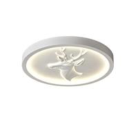 YNVIOZM Modern LED Ceiling Light for Bedroom Minimalist Resin Carved Deer Head Design Flush Mount Ceiling Lamps White Round Lighting Fixtures for Kitchen Hallway Living Room