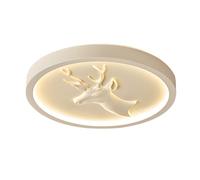 YNVIOZM Modern LED Flush Mount Ceiling Light, Round Close to Ceiling Lamp, with Resin Carved Deer Head Design Cream Lighting Fixtures for Bedroom, Kitchen, Hallway, Laundry Room