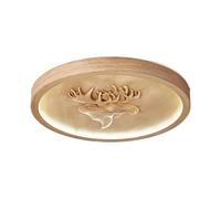 YNVIOZM Wood-Grain LED Close to Ceiling Light, Resin Carved Deer Head Round Flush Mount Ceiling Lamp 1.5 Inches Ultra-Thin LED Lighting Fixtures for Bedroom, Entryway, Laundry Room, Hallway