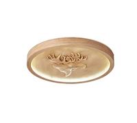 YNVIOZM Wood-Grain LED Close to Ceiling Light, Resin Carved Deer Head Round Flush Mount Ceiling Lamp 1.5 Inches Ultra-Thin LED Lighting Fixtures for Bedroom, Entryway, Laundry Room, Hallway