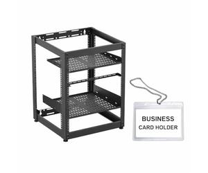 ynVISION.DESIGN 15U Server Rack - Floor Stand or Wall Mount Open Frame with 1U/2U Shelf, Lacer Bar, Leveling Feet & Straps - Includes Mounting & Rack Screws - Fits AV, Network, Audio, Server Equipment
