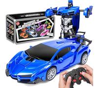 Ynybusi Remote Control Robot Car, Transforming Rc 1:18 2.4ghz Racing Vehicle Toy, One-Key Deformation for Kids Boys Age 3+Years Old Children Collectors Birthday Present, Blue