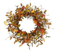 YNYLCHMX 18" Fall Wreaths for Front Door, Artificial Autumn Wreath Fall Door Wreath with Eucalyptus Leaves Berries Magnolia Leaves for Home Porch Window Wall Farmhouse Decor Indoor Outdoor Holiday