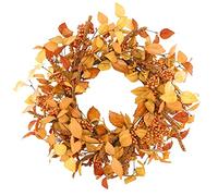 YNYLCHMX 20" Fall Wreaths for Front Door, Artificial Autumn Wreath, Fall Door Wreath with Eucalyptus Leaves and Sorghum for Home Porch Window Wall Farmhouse Decor, Indoor Outdoor, Holiday Decor