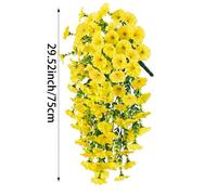 YnysTec 2X Artificial Hanging Basket Plants Silk Flowers Vine Home Decor in Yellow | Size: 70 cm YnysTec Yellow 70 cm