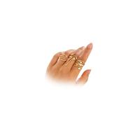 YNZGYBY Y2k Chunky Liquid Gold Statement Ring Set for Women Dainty Geometric Lava Melted Stackable Knuckle Open Rings Pack Vintage Hip Hop Thumb Jewelry, Zinc, No Gemstone
