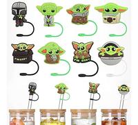 Straw Covers Cap for 7-8mm Straws - 8 Pcs Yo-da Straw Tip Covers Compatible with Stanley 40 OZ 30 OZ Tumbler Cups, Reusable Silicone Straw Topper, Baby Y-oda Drinking Straw Plugs for Kids Party Favor
