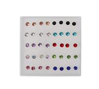 YO-HAPPY 20 Pairs Colorful Faux Rhinestone Plastic Ear Studs Hypoallergenic Earrings