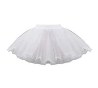 YO-HAPPY Petticoat skirt, Hard Net Lace Bride Wedding Dress Petticoat Kids Women Short White Mesh Petticoats Elastic Drawstring Waistband no Hoop Tulle Skirt