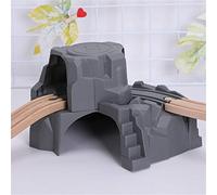 YO-HAPPY Plastic Grey Double Tunnel Wooden Train Track Accessories For Tunnel Track Train