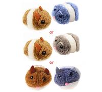 YO-HAPPY Pull String Mouse Vibrating Movable Interactive Toy Fluffy Plush Mice for Cats
