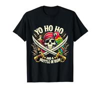 Yo Ho Ho and a Bottle of Rum Pirate Skull with Vibrant Parro T-Shirt