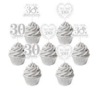 YO PERREO SOLA 36Pcs 30th Anniversary Cupcake Toppers We Still Do Wedding Theme Double Sided Picks for Dessert Table Cake Decoration 30 Years Celebration Party Supplies Silver Style