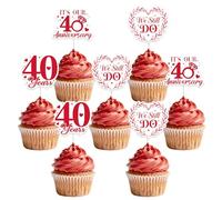 YO PERREO SOLA 36Pcs 40th Anniversary We Still Do Cupcake Toppers Double-Sided Paper Picks Red Wedding Theme Dessert Decorations for Party Table Cake Décor Anniversary Celebration Supplies