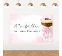 YO PERREO SOLA A Tini Bit Closer to Happily Ever After Backdrop Bow Espresso Martini Bridal Shower Decoration Pink Cocktail Bachelorette Party Photo Booth Background Banner Decor Wall