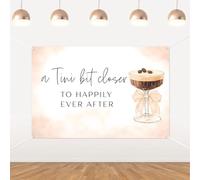 YO PERREO SOLA Bow Espresso Martini Bridal Shower Backdrop A Tini Bit Closer to Happily Ever After Banner,Brown Cocktail Theme Party Photo Backdrop for Bachelorette Bridal Shower Decoration