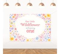 YO PERREO SOLA Colorful Wildflower Our Little Wildflower is Turning One Backdrop Boho 1st Birthday Girl Boy Party Photo Decor Banner Hanging Birthday Wall Decoration