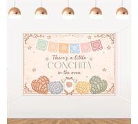 YO PERREO SOLA Concha Baby Shower Decorations Backdrop,Mexican Sweet Bread Decorations Banner, Little Conchita in The Oven Photo Backdrop, Papel Picado Wall Scene for Unisex Party Dessert Table