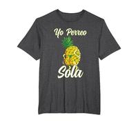 Yo Perreo Sola Funny Reggaeton Pineapple Perreando T-Shirt, Men's Big and Tall, Dark Heather Grey, 2X Tall